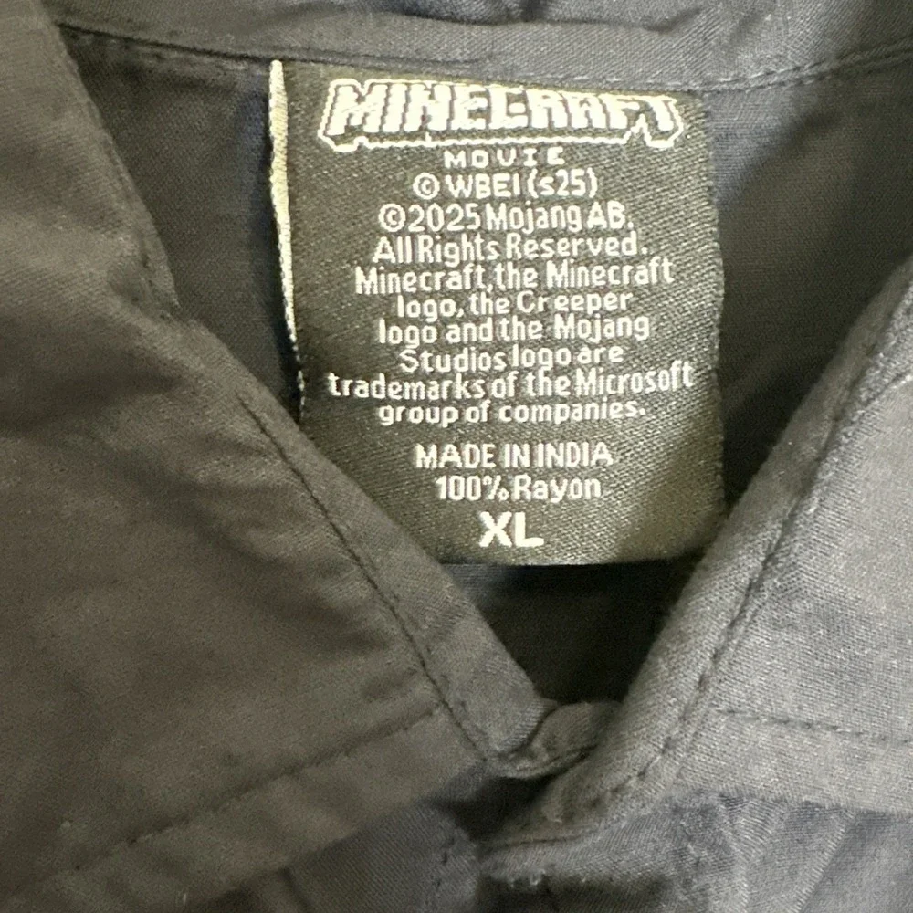 Minecraft Movie Boys Black Button Down Polo Graphic Creeper‎ Size XL (18-20) NWT